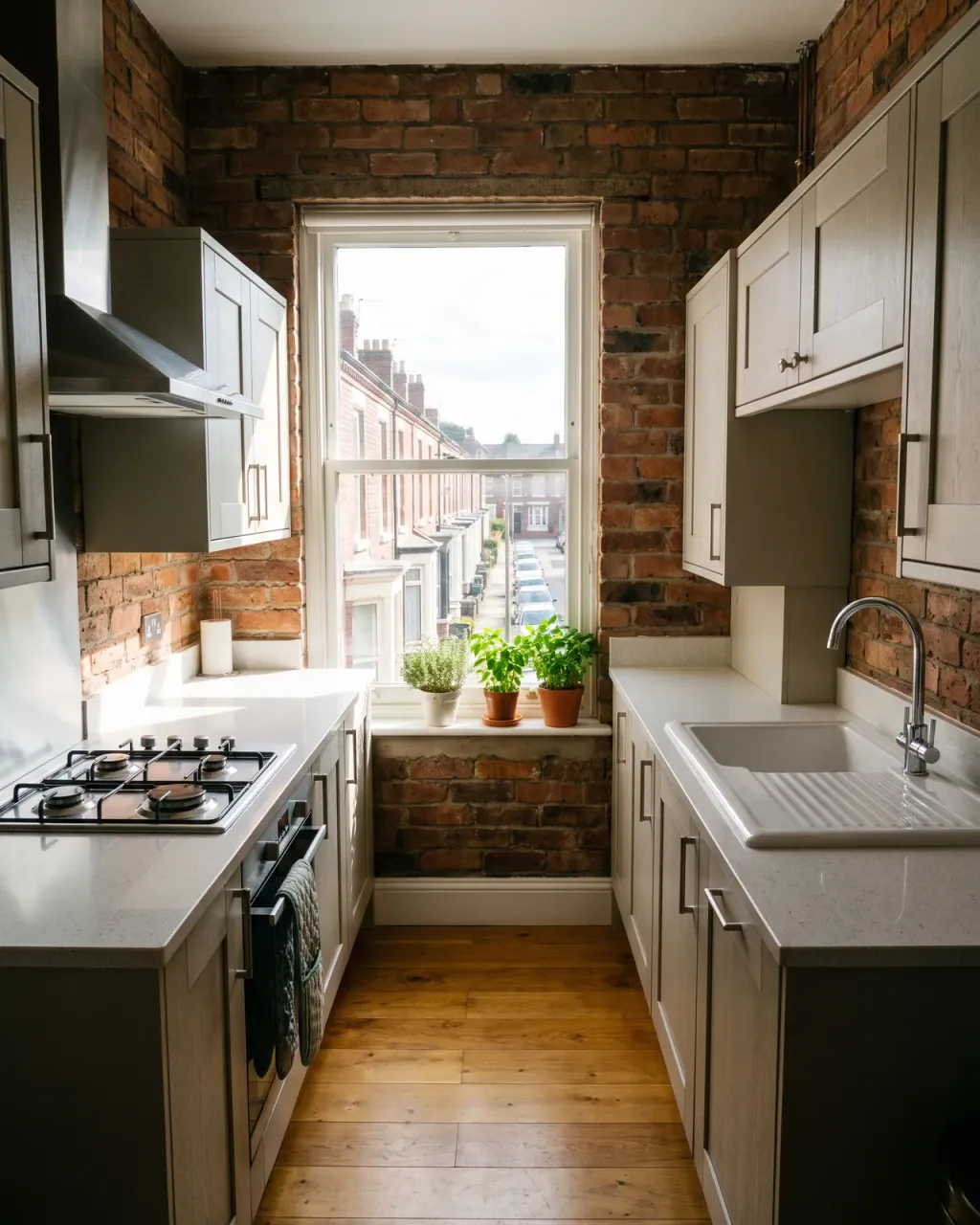 A letting agent checking a kitchen at the end of a tenancy in a Liverpool flat